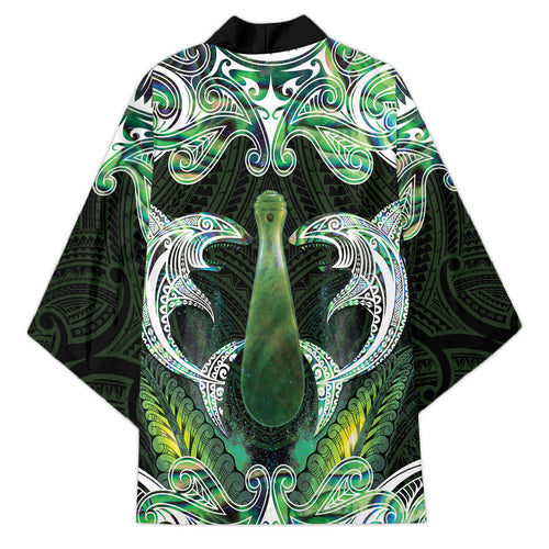 New Zealand Mere Pounamu Weapon Kimono Aotearoa Mango Paua Shell Maori Pattern