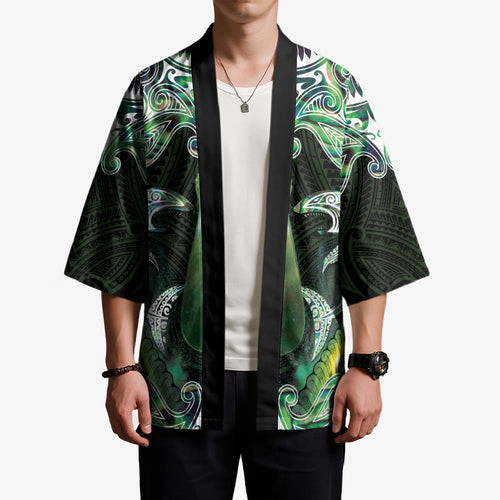 New Zealand Mere Pounamu Weapon Kimono Aotearoa Mango Paua Shell Maori Pattern
