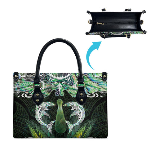 New Zealand Mere Pounamu Weapon Leather Bag Aotearoa Mango Paua Shell Maori Pattern