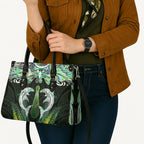 New Zealand Mere Pounamu Weapon Leather Bag Aotearoa Mango Paua Shell Maori Pattern