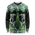 New Zealand Mere Pounamu Weapon Long Sleeve Shirt Aotearoa Mango Paua Shell Maori Pattern