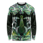 New Zealand Mere Pounamu Weapon Long Sleeve Shirt Aotearoa Mango Paua Shell Maori Pattern