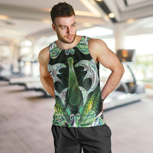 New Zealand Mere Pounamu Weapon Men Tank Top Aotearoa Mango Paua Shell Maori Pattern