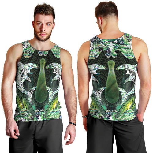 New Zealand Mere Pounamu Weapon Men Tank Top Aotearoa Mango Paua Shell Maori Pattern
