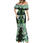 New Zealand Mere Pounamu Weapon Mermaid Dress Aotearoa Mango Paua Shell Maori Pattern