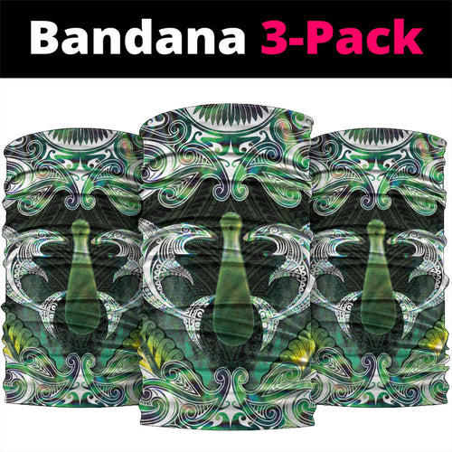 New Zealand Mere Pounamu Weapon Neck Gaiter Aotearoa Mango Paua Shell Maori Pattern