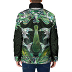 New Zealand Mere Pounamu Weapon Padded Jacket Aotearoa Mango Paua Shell Maori Pattern