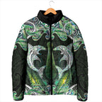 New Zealand Mere Pounamu Weapon Padded Jacket Aotearoa Mango Paua Shell Maori Pattern