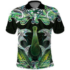 New Zealand Mere Pounamu Weapon Polo Shirt Aotearoa Mango Paua Shell Maori Pattern