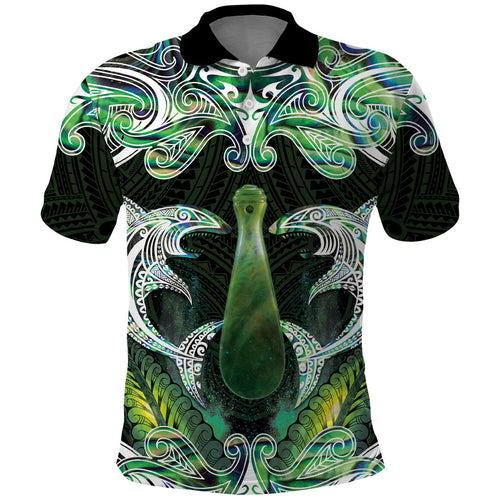New Zealand Mere Pounamu Weapon Polo Shirt Aotearoa Mango Paua Shell Maori Pattern