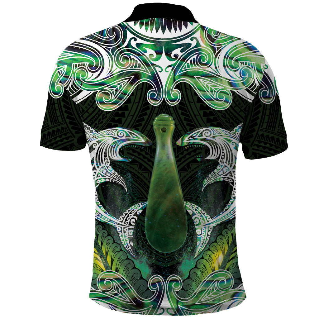 New Zealand Mere Pounamu Weapon Polo Shirt Aotearoa Mango Paua Shell Maori Pattern