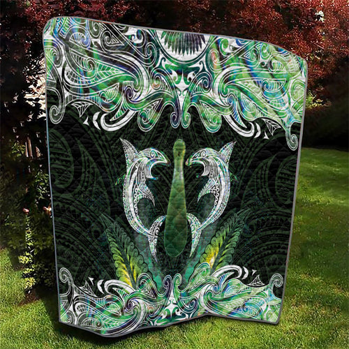New Zealand Mere Pounamu Weapon Quilt Aotearoa Mango Paua Shell Maori Pattern