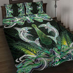 New Zealand Mere Pounamu Weapon Quilt Bed Set Aotearoa Mango Paua Shell Maori Pattern