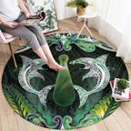 New Zealand Mere Pounamu Weapon Round Carpet Aotearoa Mango Paua Shell Maori Pattern