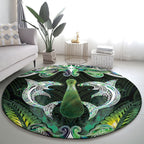 New Zealand Mere Pounamu Weapon Round Carpet Aotearoa Mango Paua Shell Maori Pattern