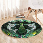 New Zealand Mere Pounamu Weapon Round Carpet Aotearoa Mango Paua Shell Maori Pattern