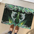 New Zealand Mere Pounamu Weapon Rubber Doormat Aotearoa Mango Paua Shell Maori Pattern