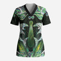 New Zealand Mere Pounamu Weapon Scrub Top Aotearoa Mango Paua Shell Maori Pattern