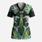 New Zealand Mere Pounamu Weapon Scrub Top Aotearoa Mango Paua Shell Maori Pattern