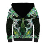 New Zealand Mere Pounamu Weapon Sherpa Hoodie Aotearoa Mango Paua Shell Maori Pattern