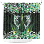 New Zealand Mere Pounamu Weapon Shower Curtain Aotearoa Mango Paua Shell Maori Pattern