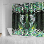New Zealand Mere Pounamu Weapon Shower Curtain Aotearoa Mango Paua Shell Maori Pattern