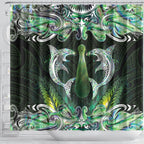 New Zealand Mere Pounamu Weapon Shower Curtain Aotearoa Mango Paua Shell Maori Pattern