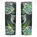 New Zealand Mere Pounamu Weapon Skinny Tumbler Aotearoa Mango Paua Shell Maori Pattern