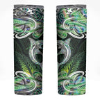 New Zealand Mere Pounamu Weapon Skinny Tumbler Aotearoa Mango Paua Shell Maori Pattern