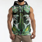 New Zealand Mere Pounamu Weapon Sleeveless Zip Hoodie Aotearoa Mango Paua Shell Maori Pattern