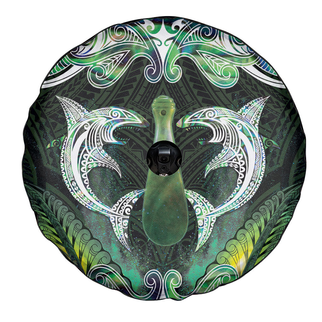 New Zealand Mere Pounamu Weapon Spare Tire Cover Aotearoa Mango Paua Shell Maori Pattern