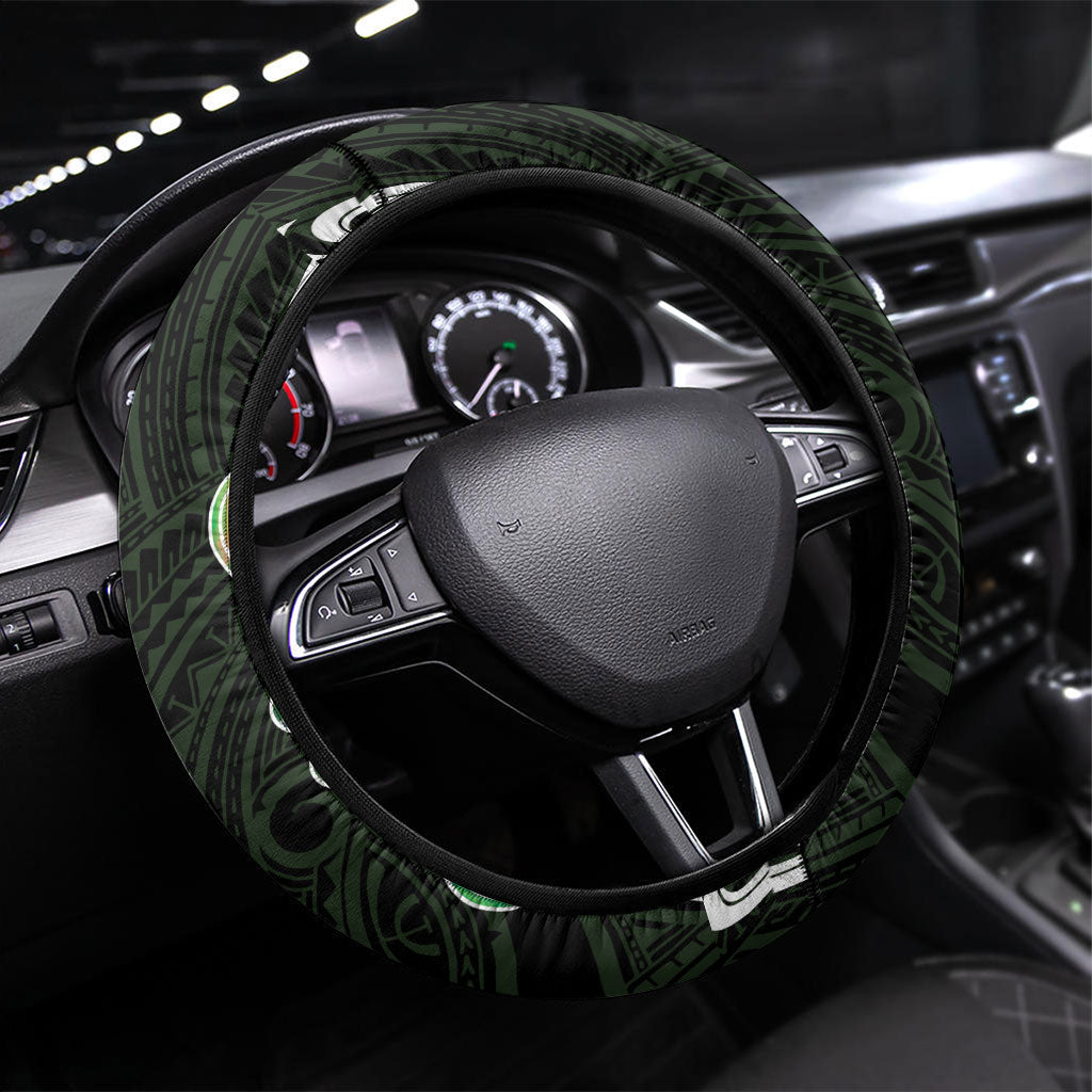 New Zealand Mere Pounamu Weapon Steering Wheel Cover Aotearoa Mango Paua Shell Maori Pattern