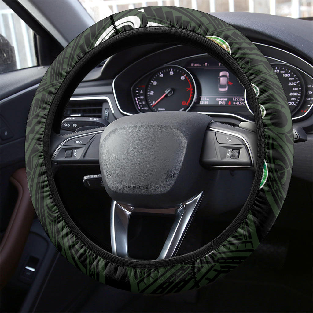 New Zealand Mere Pounamu Weapon Steering Wheel Cover Aotearoa Mango Paua Shell Maori Pattern