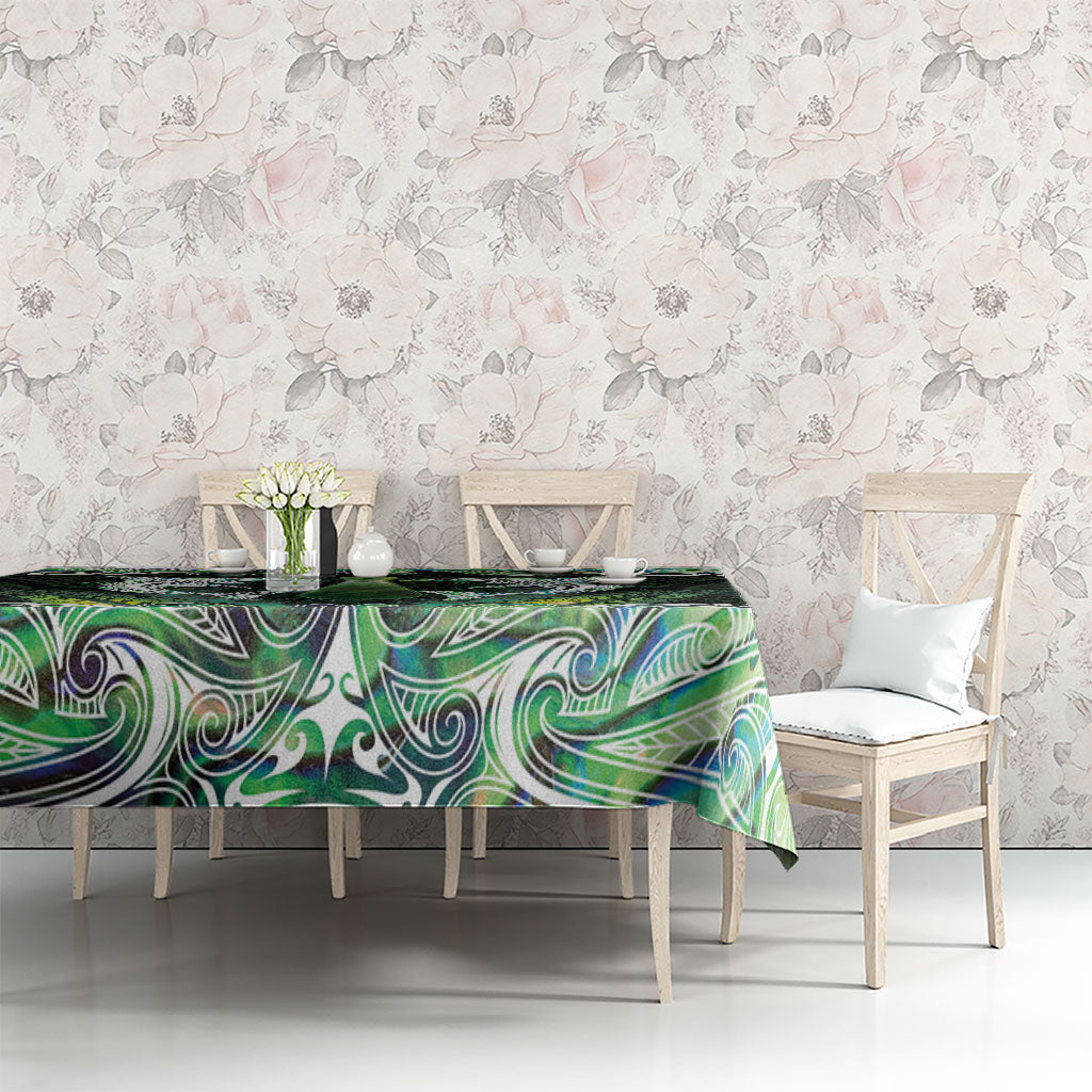 New Zealand Mere Pounamu Weapon Tablecloth Aotearoa Mango Paua Shell Maori Pattern