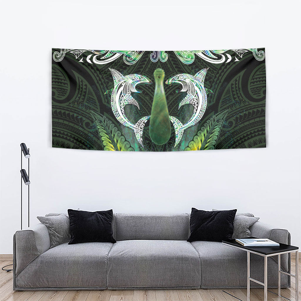 New Zealand Mere Pounamu Weapon Tapestry Aotearoa Mango Paua Shell Maori Pattern