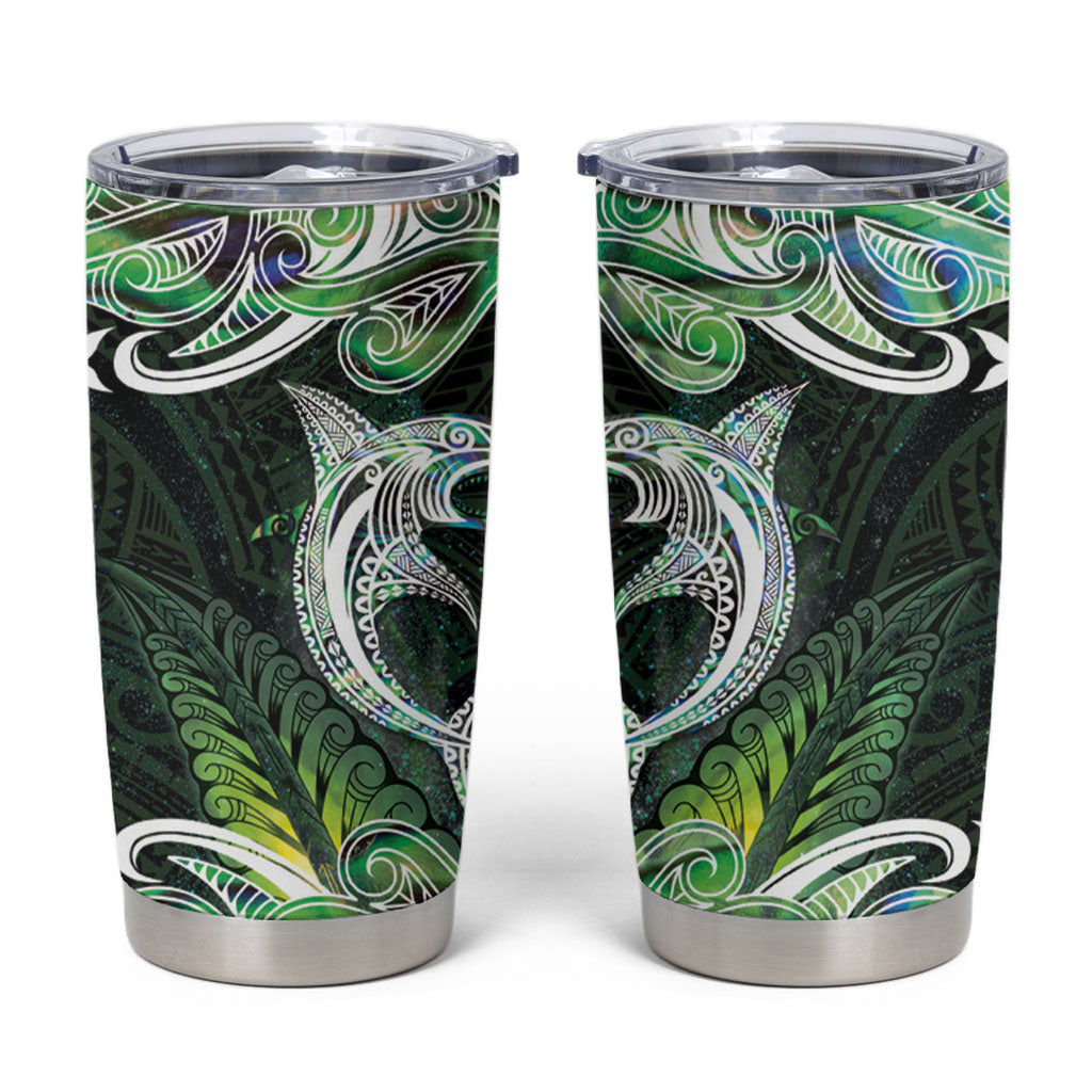 New Zealand Mere Pounamu Weapon Tumbler Cup Aotearoa Mango Paua Shell Maori Pattern
