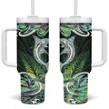 New Zealand Mere Pounamu Weapon Tumbler With Handle Aotearoa Mango Paua Shell Maori Pattern
