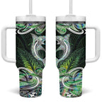 New Zealand Mere Pounamu Weapon Tumbler With Handle Aotearoa Mango Paua Shell Maori Pattern