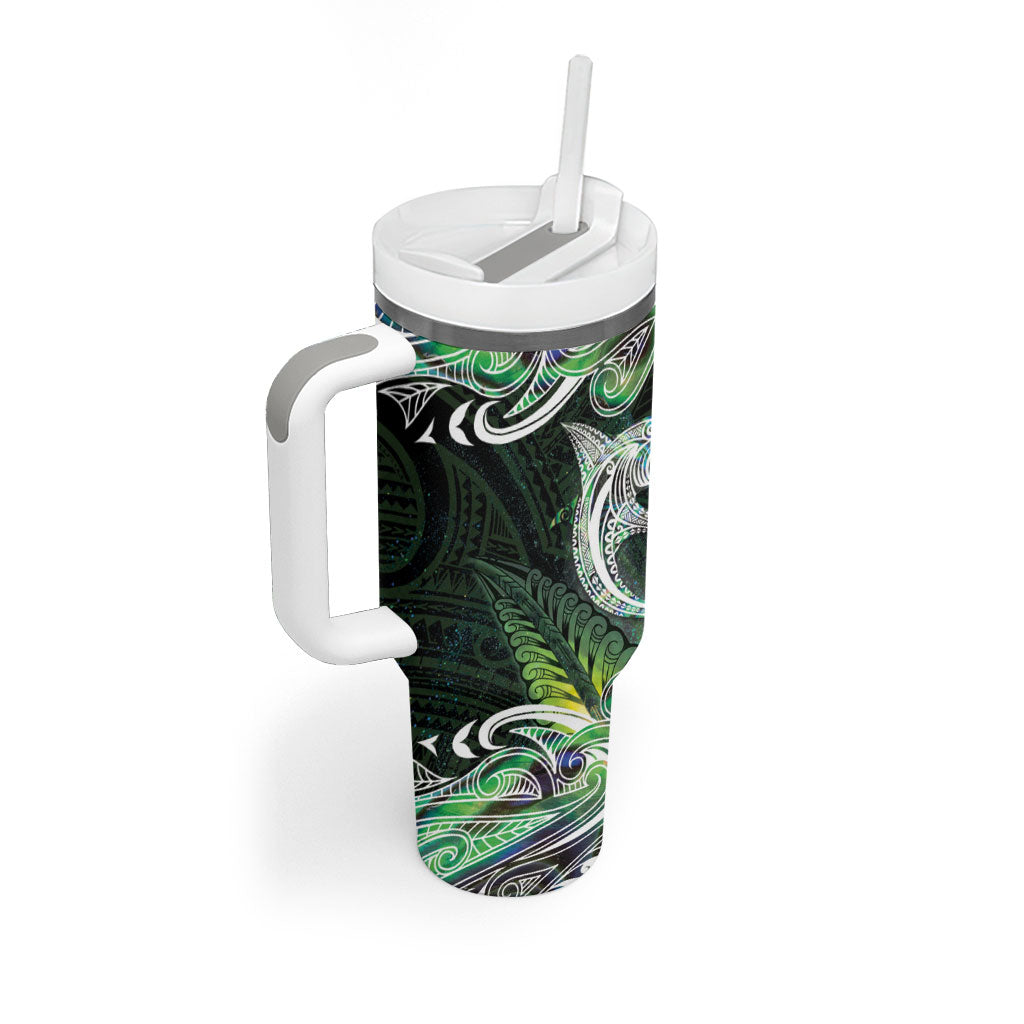 New Zealand Mere Pounamu Weapon Tumbler With Handle Aotearoa Mango Paua Shell Maori Pattern