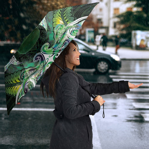New Zealand Mere Pounamu Weapon Umbrella Aotearoa Mango Paua Shell Maori Pattern