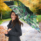 New Zealand Mere Pounamu Weapon Umbrella Aotearoa Mango Paua Shell Maori Pattern