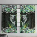 New Zealand Mere Pounamu Weapon Window Curtain Aotearoa Mango Paua Shell Maori Pattern