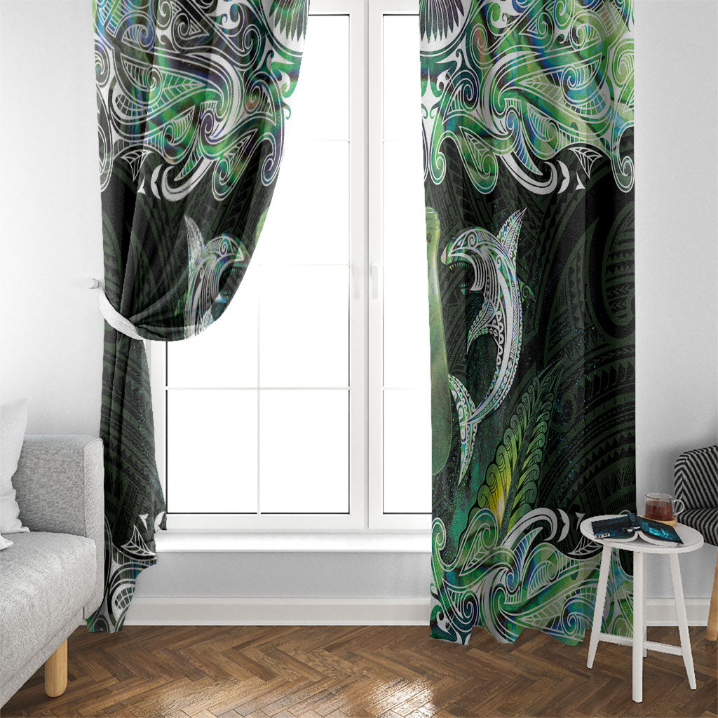 New Zealand Mere Pounamu Weapon Window Curtain Aotearoa Mango Paua Shell Maori Pattern