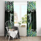New Zealand Mere Pounamu Weapon Window Curtain Aotearoa Mango Paua Shell Maori Pattern