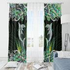 New Zealand Mere Pounamu Weapon Window Curtain Aotearoa Mango Paua Shell Maori Pattern