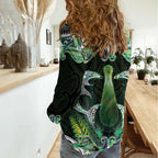 New Zealand Mere Pounamu Weapon Women Casual Shirt Aotearoa Mango Paua Shell Maori Pattern