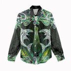 New Zealand Mere Pounamu Weapon Women Casual Shirt Aotearoa Mango Paua Shell Maori Pattern