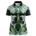 New Zealand Mere Pounamu Weapon Women Polo Shirt Aotearoa Mango Paua Shell Maori Pattern