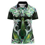 New Zealand Mere Pounamu Weapon Women Polo Shirt Aotearoa Mango Paua Shell Maori Pattern