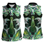 New Zealand Mere Pounamu Weapon Women Sleeveless Polo Shirt Aotearoa Mango Paua Shell Maori Pattern